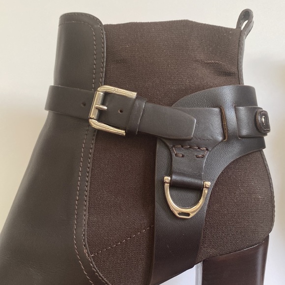 Ralph Lauren Brown Leather Heeled Booties - Picture 11 of 12